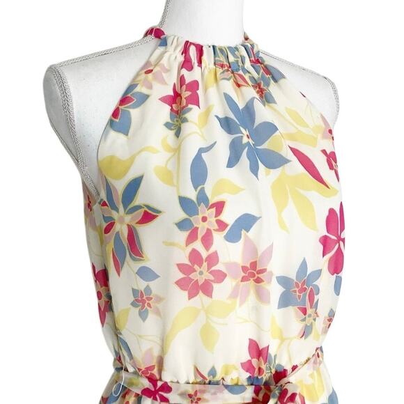 ModCloth Illuminated Elegance Cream Multi Floral Chiffon Maxi Dress Medium - Picture 3 of 11